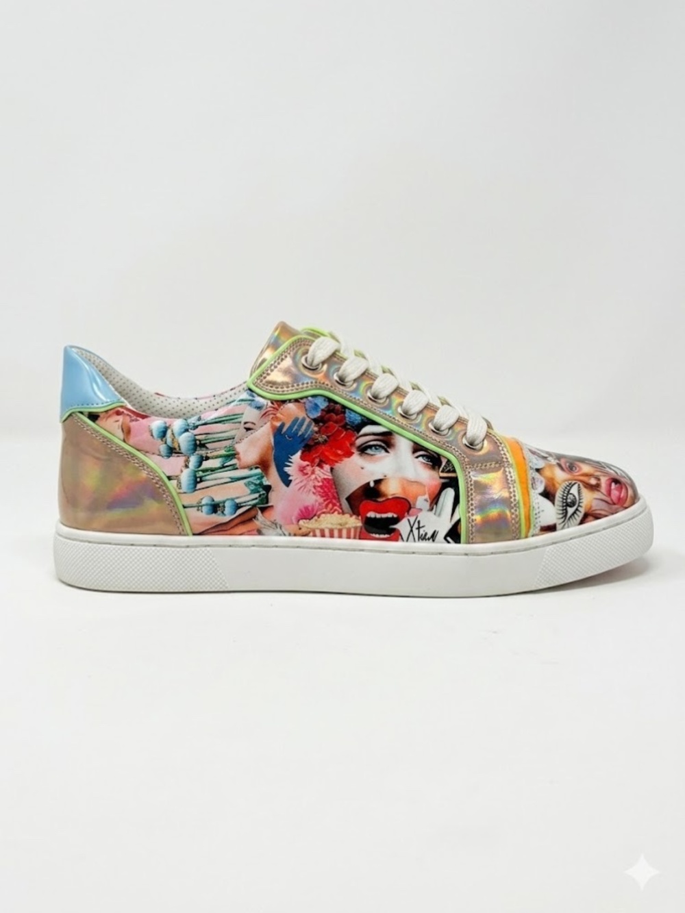 Christian Louboutin Viera Graphic Print Patent Red Sole Sneakers 38 - Picture 3 of 16